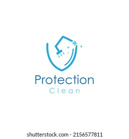 Cleaning logo, cleaning protection logo and house cleaning logo. With vector design concept.