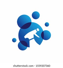 cleaning logo with spray and water concept