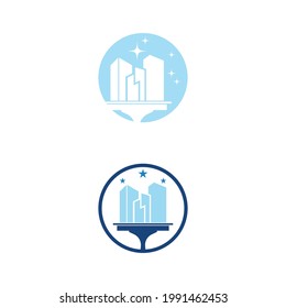 Plantilla vectorial de ilustraciones de símbolos y logotipo de limpieza