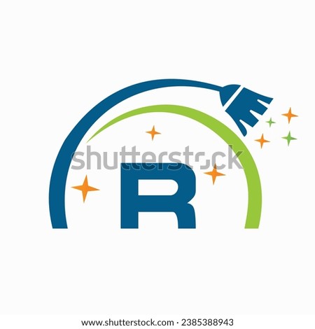 Cleaning Logo and Symbol On Letter R, House Clean Sign Stock foto © 