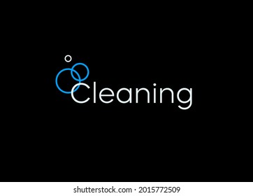 Cleaning logo template, bubbles line minimal vector logo design concept for cleaner service. Soap bubbles with logotype name of company, cleaning house and surface emblem busines