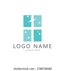 Naturaleza del símbolo vectorial de la plantilla de logotipo de limpieza