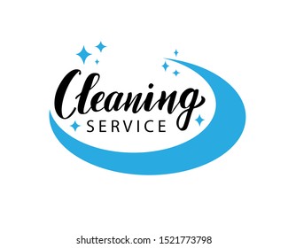 Cleaning Logo template.Hand drawn lettering. Vector Illustration