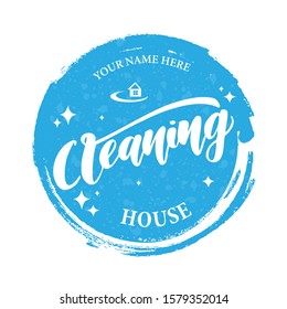 Cleaning  Logo template.Hand drawn lettering. Vector Illustration