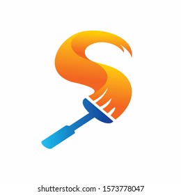 cleaning logo with water and brush concept