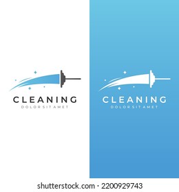 Cleaning logo.Cleaning protection,house cleaner with washing spray and cleaning tools.