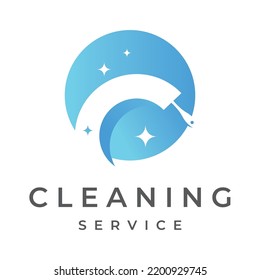 Cleaning logo.Cleaning protection,house cleaner with washing spray and cleaning tools.