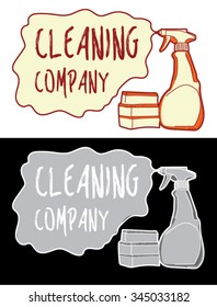 Cleaning logos, emblems, badges and design elements. Illustration
