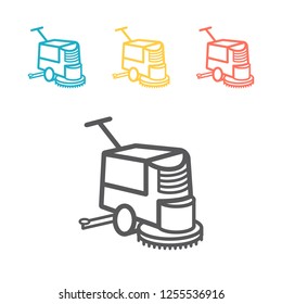 Cleaning Machine Line Icon. Floor Care And Cleaning Service. Vector Sign For Web Graphic.