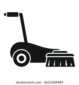 Cleaning machine using rotating brushes for dust removal, icon in simple style
