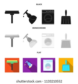 Cleaning and maid black, flat, monochrome icons in set collection for design. Equipment for cleaning vector symbol stock web illustration.
