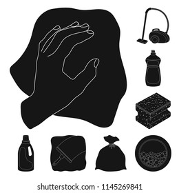 Cleaning and maid black icons in set collection for design. Equipment for cleaning vector symbol stock web illustration.