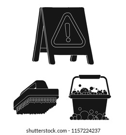 Cleaning and maid black icons in set collection for design. Equipment for cleaning vector symbol stock web illustration.