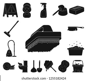 Cleaning and maid black icons in set collection for design. Equipment for cleaning vector symbol stock web illustration.