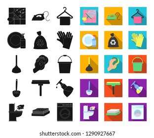 Cleaning and maid black,flat icons in set collection for design. Equipment for cleaning vector symbol stock web illustration.
