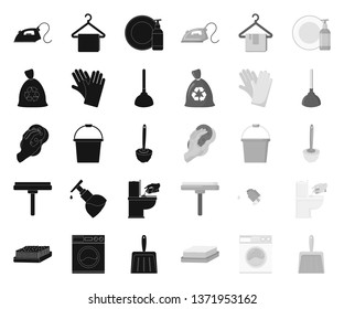 Cleaning and maid black.mono icons in set collection for design. Equipment for cleaning vector symbol stock web illustration.