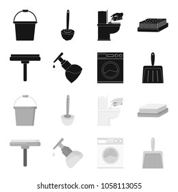 Cleaning and maid black,monochrome icons in set collection for design. Equipment for cleaning vector symbol stock web illustration.