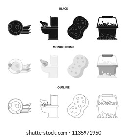 Cleaning and maid black,monochrome,outline icons in set collection for design. Equipment for cleaning vector symbol stock web illustration.