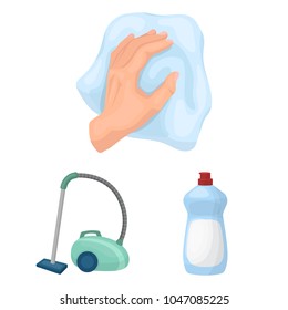 Cleaning and maid cartoon icons in set collection for design. Equipment for cleaning vector symbol stock web illustration.