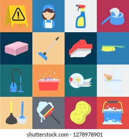Cleaning and maid cartoon icons in set collection for design. Equipment for cleaning vector symbol stock web illustration.