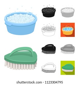 Cleaning and maid cartoon,black,flat,monochrome,outline icons in set collection for design. Equipment for cleaning vector symbol stock web illustration.