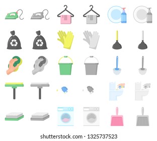 Cleaning and maid cartoon,monochrom icons in set collection for design. Equipment for cleaning vector symbol stock web illustration.
