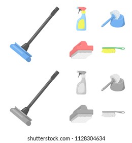 Cleaning and maid cartoon,monochrome icons in set collection for design. Equipment for cleaning vector symbol stock web illustration.