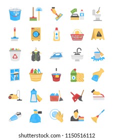 Cleaning and Maid Flat Icons