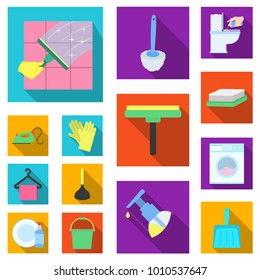 Cleaning and maid flat icons in set collection for design. Equipment for cleaning vector symbol stock web illustration.