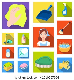 Cleaning and maid flat icons in set collection for design. Equipment for cleaning vector symbol stock web illustration.