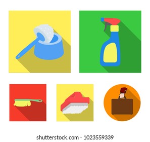 Cleaning and maid flat icons in set collection for design. Equipment for cleaning vector symbol stock web illustration.