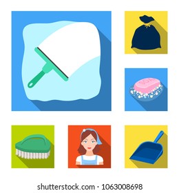 Cleaning and maid flat icons in set collection for design. Equipment for cleaning vector symbol stock web illustration.