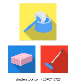 Cleaning and maid flat icons in set collection for design. Equipment for cleaning vector symbol stock web illustration.