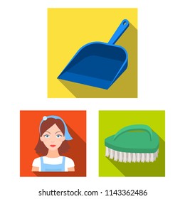 Cleaning and maid flat icons in set collection for design. Equipment for cleaning vector symbol stock web illustration.
