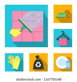 Cleaning and maid flat icons in set collection for design. Equipment for cleaning vector symbol stock web illustration.