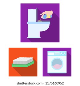 Cleaning and maid flat icons in set collection for design. Equipment for cleaning vector symbol stock web illustration.