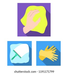 Cleaning and maid flat icons in set collection for design. Equipment for cleaning vector symbol stock web illustration.
