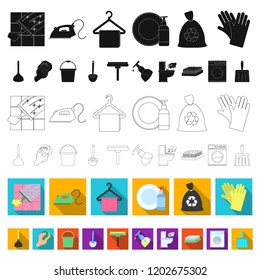 Cleaning and maid flat icons in set collection for design. Equipment for cleaning vector symbol stock web illustration.