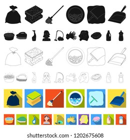 Cleaning and maid flat icons in set collection for design. Equipment for cleaning vector symbol stock web illustration.