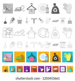 Cleaning and maid flat icons in set collection for design. Equipment for cleaning vector symbol stock web illustration.