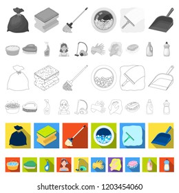 Cleaning and maid flat icons in set collection for design. Equipment for cleaning vector symbol stock web illustration.