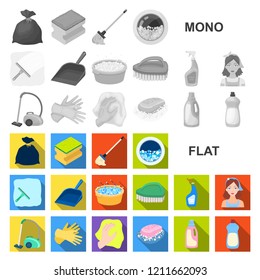 Cleaning and maid flat icons in set collection for design. Equipment for cleaning vector symbol stock web illustration.