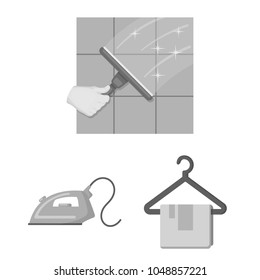 Cleaning and maid monochrome icons in set collection for design. Equipment for cleaning vector symbol stock web illustration.