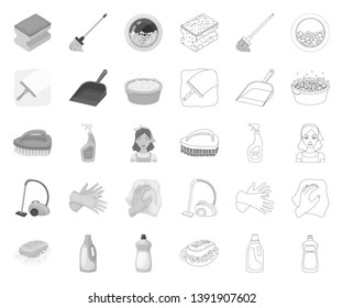 Cleaning and maid mono,outline icons in set collection for design. Equipment for cleaning vector symbol stock web illustration.