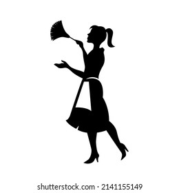 Cleaning Maid Silhouette Vector Illustration Housemaid Logo Icon Clipart