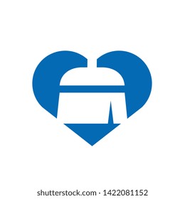 Cleaning and Maintenance Logo Concept, Broom and Heart Icon Design, Vector Illustration