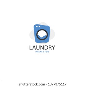 Cleaning and maintenance Logo Design Template with washing machine symbol