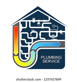 Cleaning and maintenance of water pipes and plumbing symbol