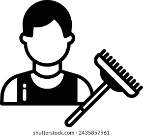 Cleaning Man glyph and line vector illustration