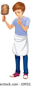 A Cleaning Man on White Background illustration